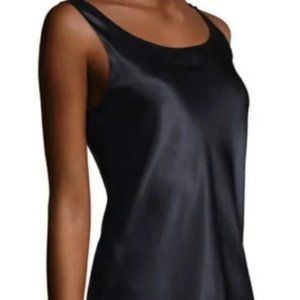 Lafayette 148 New York Black 100% Silk Double Georgette Bias Tank Top-Size 12